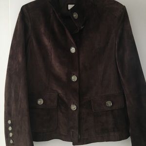 Waist length chocolate brown suede jacket